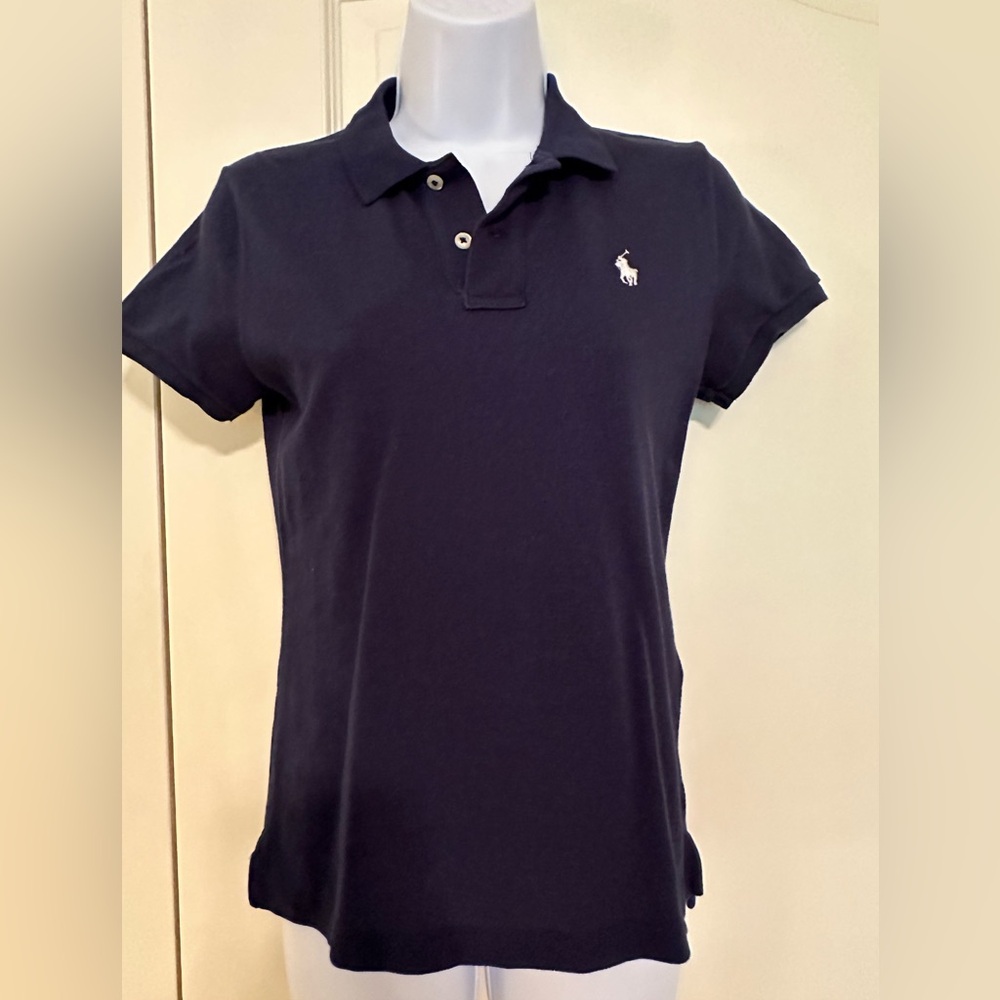 Women’s Polo Ralph Lauren navy blue skinny fit polo shirt size small